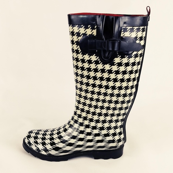 Capelli of New York Shoes - Capelli Black White Tall Rubber Rain Boots Size 7